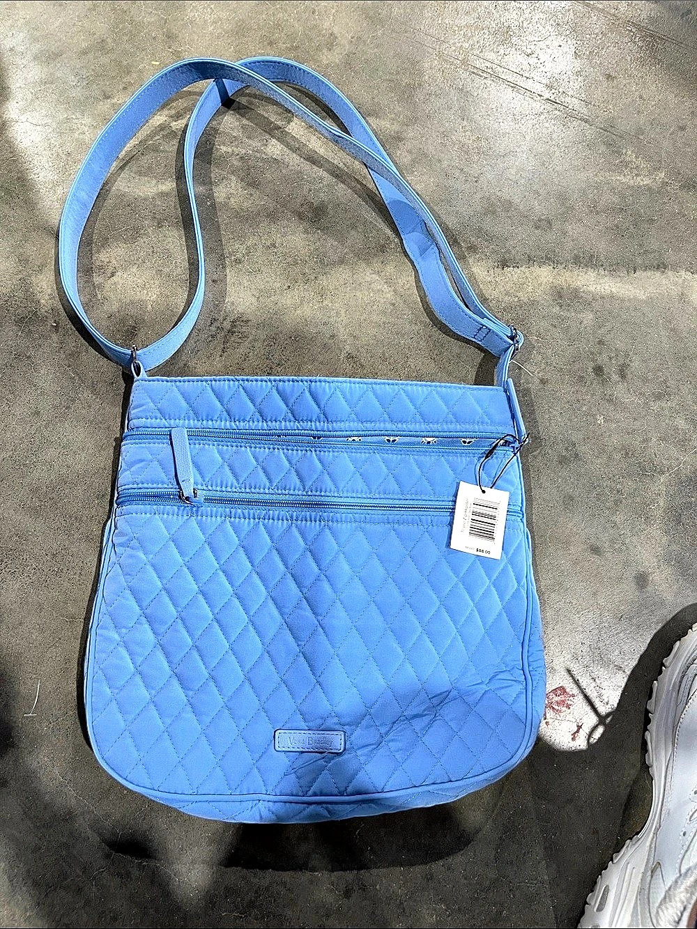 Vera Bradley Triple Zip Hipster Quilted Crossbody Bag Blue NWT